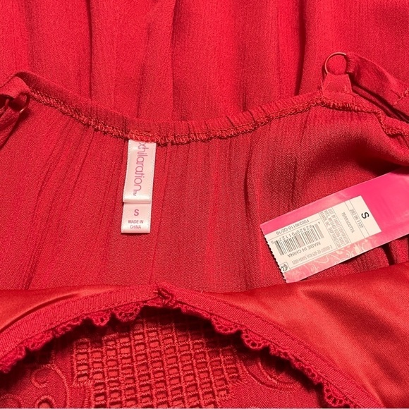 NWT Xhilaration Jumper w/Adj. Spaghetti Straps & Embroidered Trim Dark Coral - Picture 7 of 9